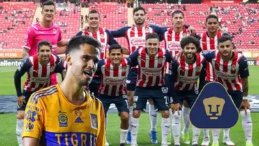 Chivas foto oficial, Diego Reyes y escudo de Pumas