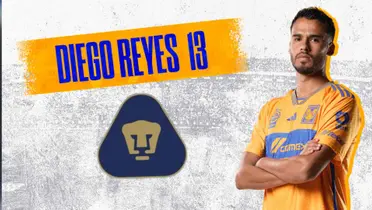 Diego Reyes con playera de Pumas y escudo de Pumas