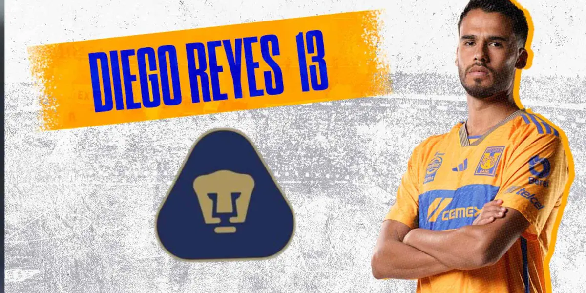 Diego Reyes con Tigres y escudo de Pumas