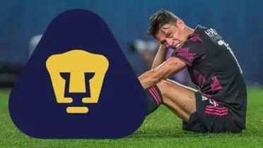 Héctor Moreno con la Selección Mexicana y escudo de Pumas