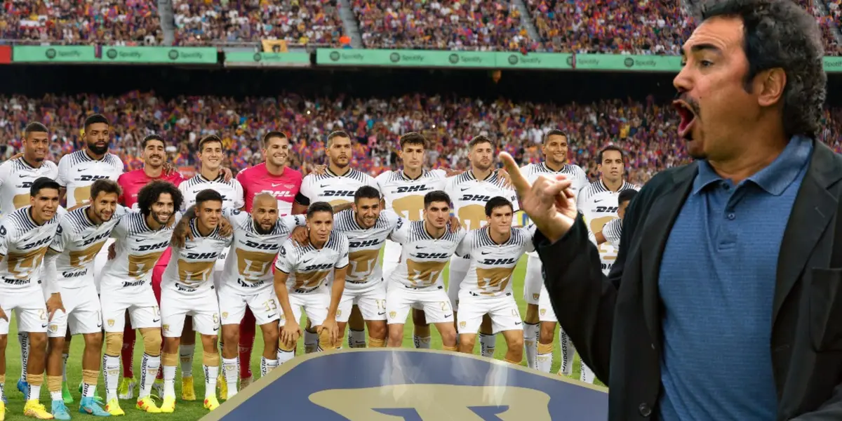 Hugo Sánchez con la foto oficial de Pumas en 2023