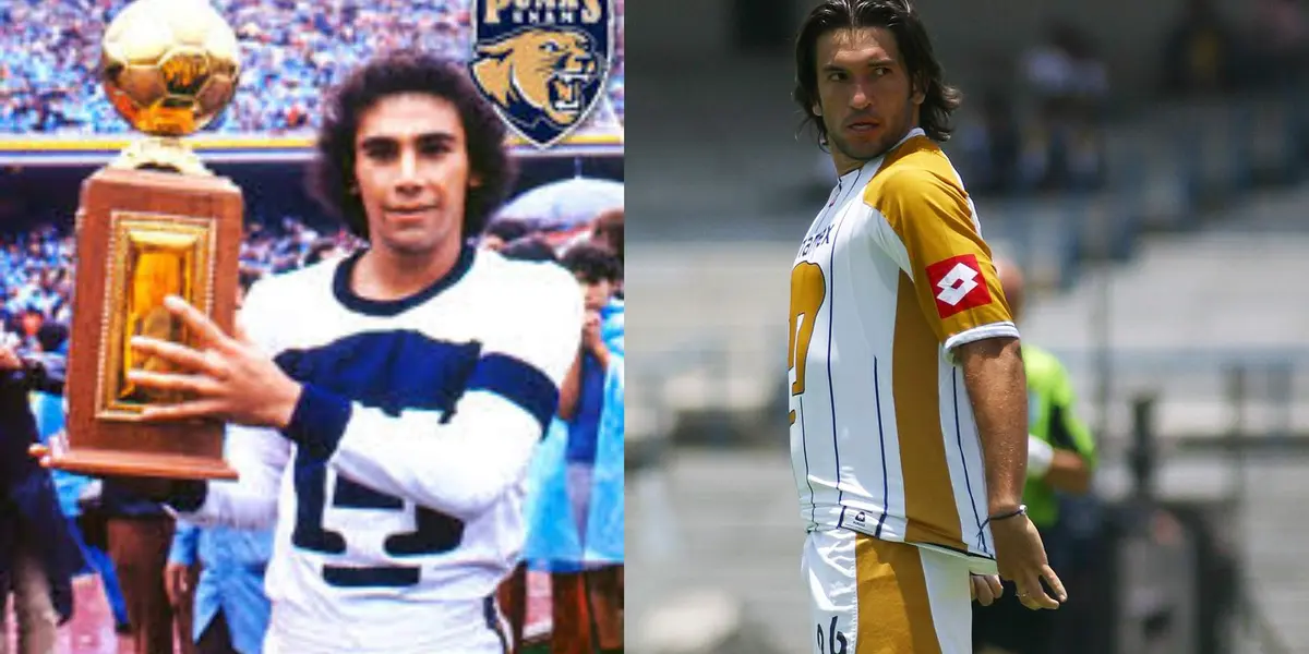 Hugo Sánchez y Kikin Fonseca con la playera de Pumas