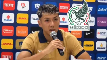 Jorge Ruvalcaba con Pumas y escudo de Selección Mexicana