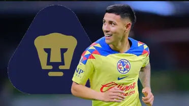Leo Suárez con América y escudo de Pumas