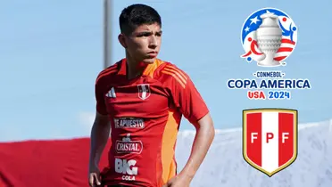 Piero Quispe con logo de Copa América y Perú