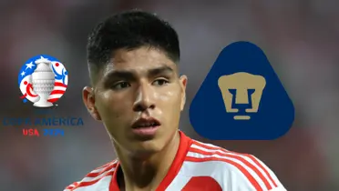 Piero Quispe y logo de la Copa América