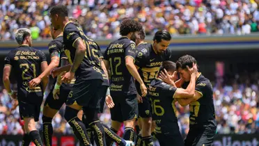 Pumas festejando un gol en Ciudad Universitario