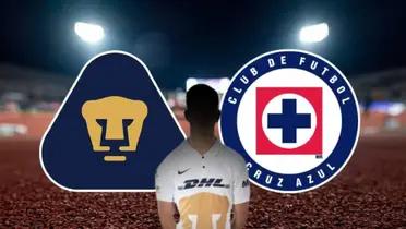 Pumas y Cruz Azul con silueta de Amaury Garcia 