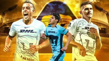 Rogelio Funes Mori, Guillermo Martínez, Santiago López con Pumas