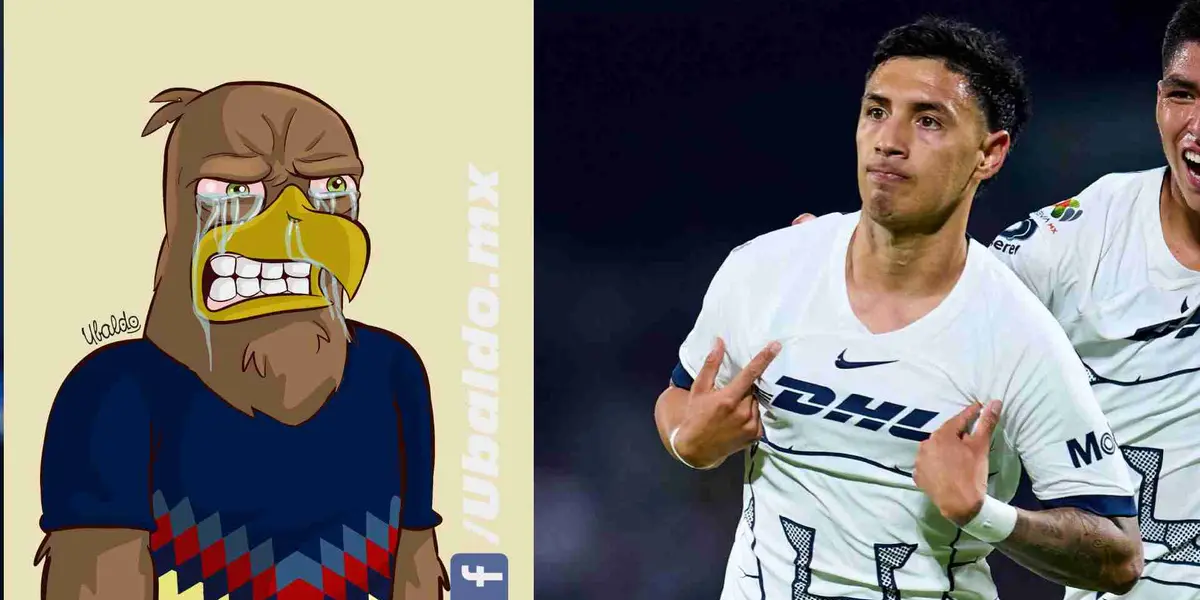 Caricatura del América y Leo Suárez anotando contra América