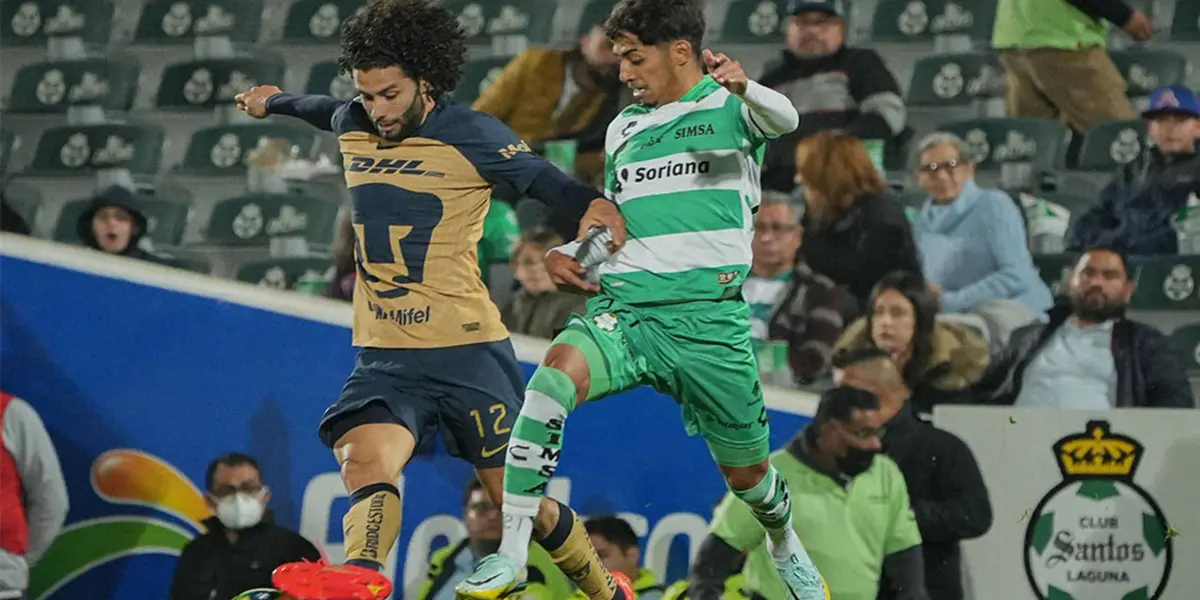 César Huerta con Pumas vs Santos Laguna