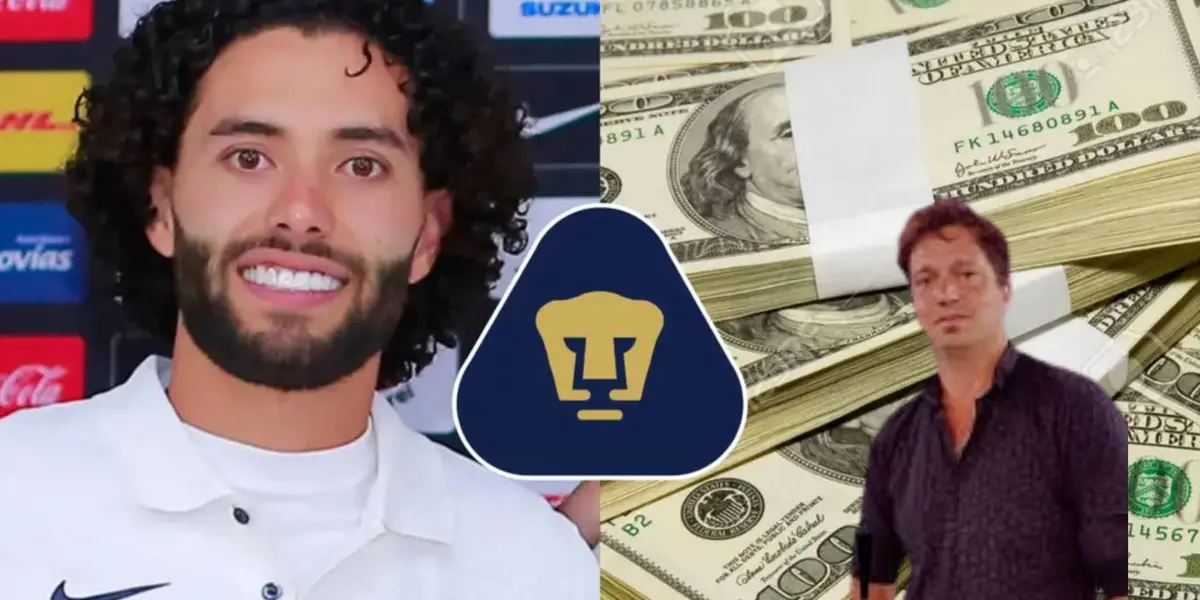 César Huerta y escudo de Pumas, dinero y César Luis Merlo