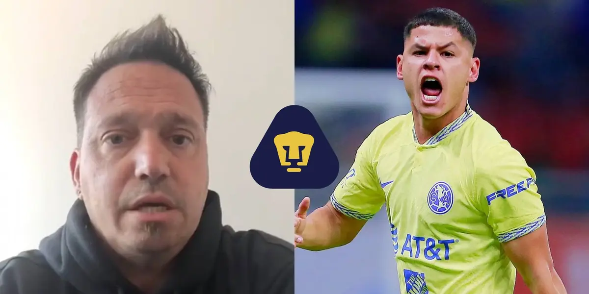 Cesar Luis Merlo, RIchard Sánchez con el América y escudo de Pumas