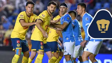 Cruz Azul vs América y escudo de Pumas/FOTO: Tv Azteca