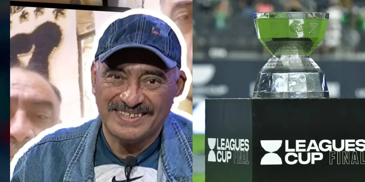 Don Beto y trofeo Leagues Cup |Foto: Caliente TV y Mexsport