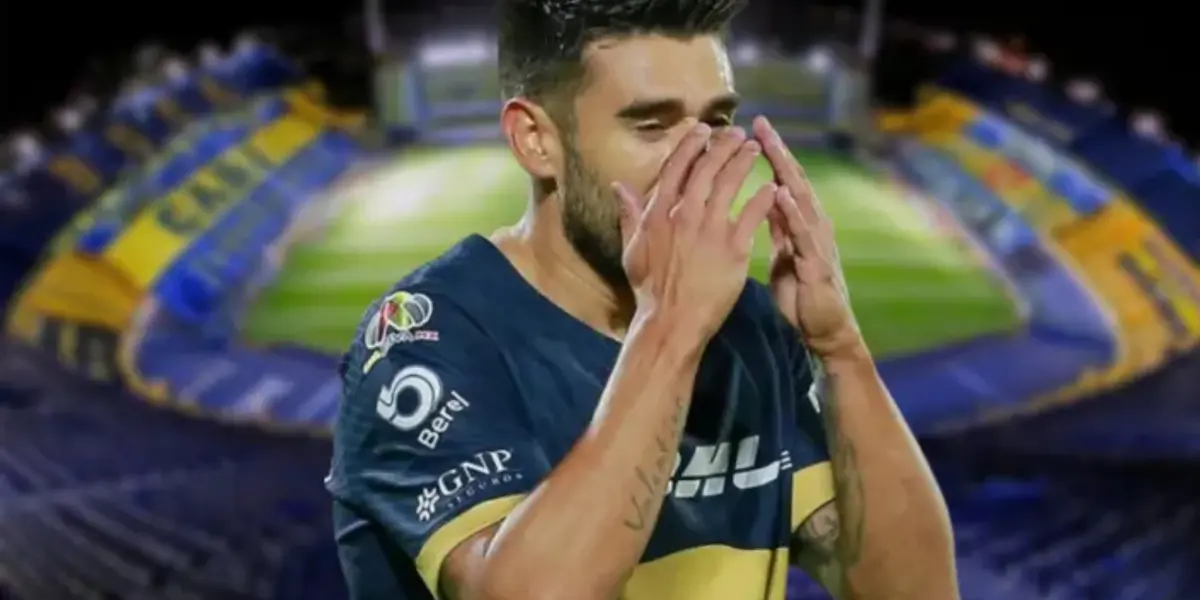 Eduardo Salvio con Pumas en la Bombonera de Boca Juniors