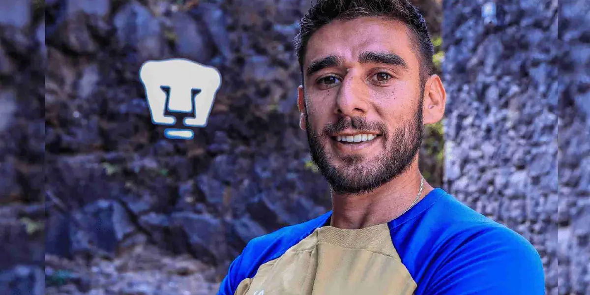 Eduardo Salvio posando en cantera de Pumas 