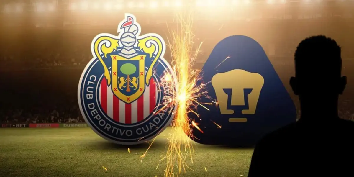 Escudo de Chivas y Pumas con la silueta de Jesús Gallardo