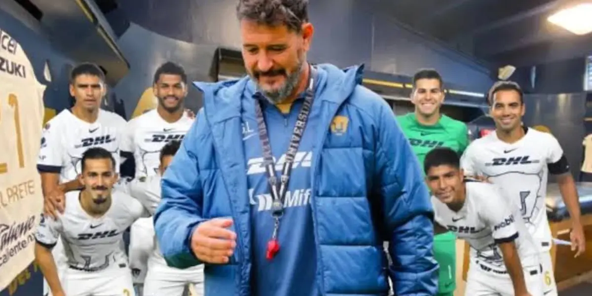 Gustavo Lema en el vestidor de los Pumas