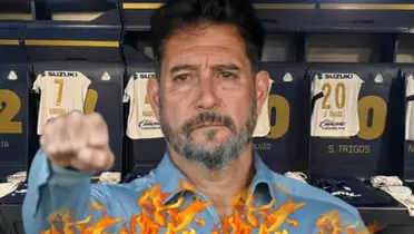 Gustavo Lema en el vestidor de Pumas