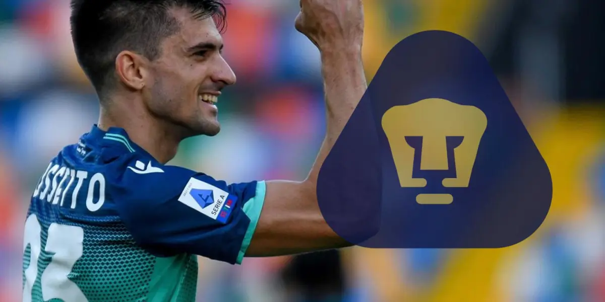 Ignacio Pussetto con escudo de Pumas