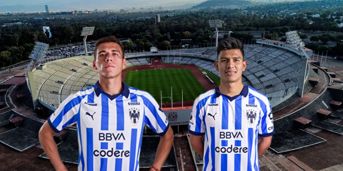 Jesús Gallardo y Héctor con Rayados en el Estadio Olímpico Universitario