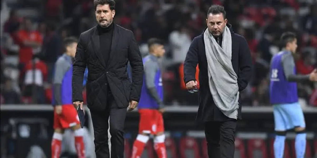 Lema y Antonio Mohamed en el Estadio Nemesio Diez de Toluca