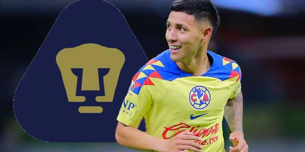 Leo Suárez con América y escudo de Pumas