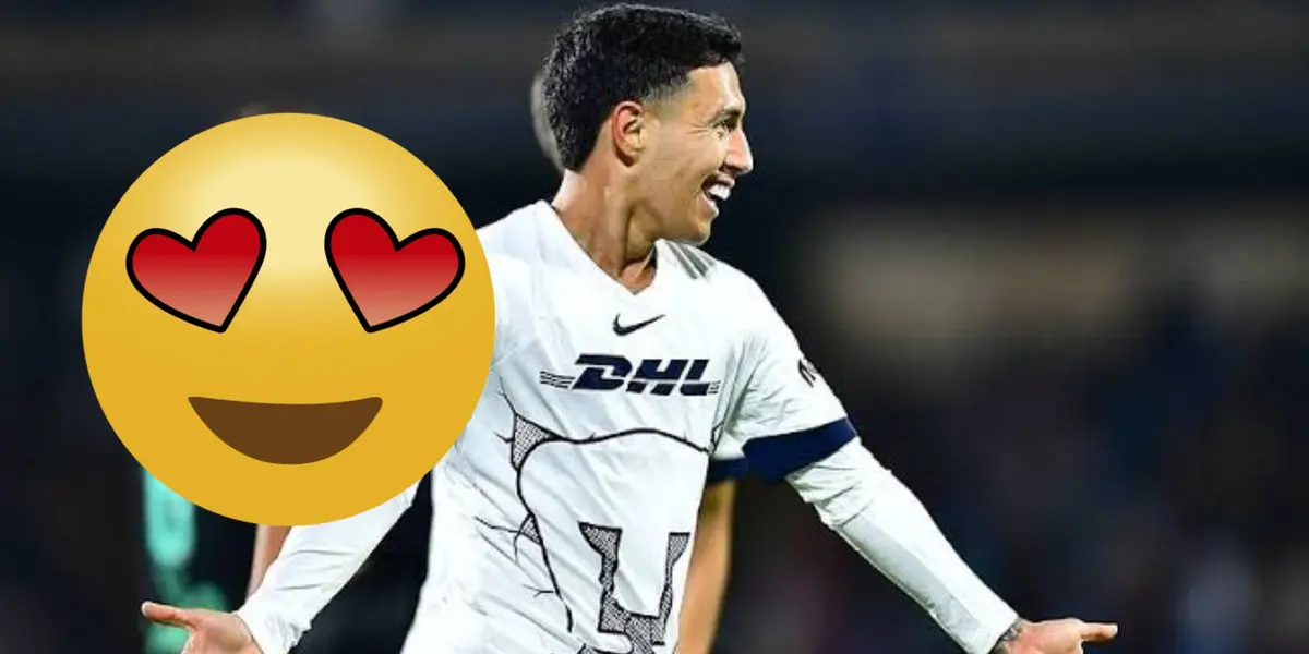 Leo Suárez jugando con Pumas y emoji de cara con corazones / FOTO MEXSPORT