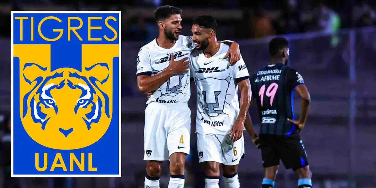 Lisandro Magallán y Nathan Silva con Pumas, escudo de Tigres