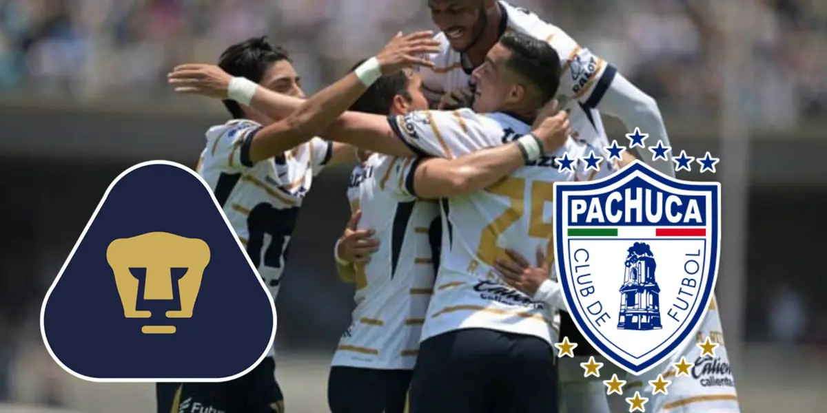 Pumas festejando con escudo de Pachuca