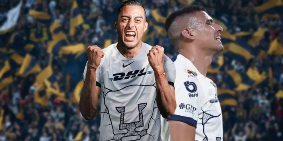 Rogelio Funes Mori y Guillermo Martínez con los Pumas